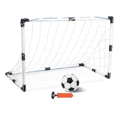 2-v-1 prenosni nogometni gol s žogo in črpalko - nastavljive velikosti za zabavo na prostem
