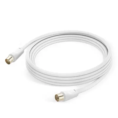 9,5 mm moški/ženski televizijski antenski kabel, 3 m LinQ - bel