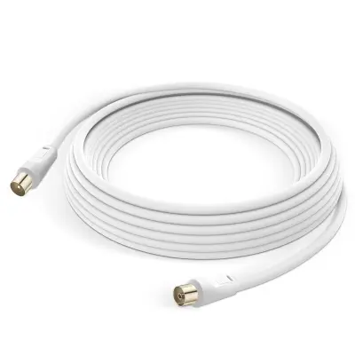 9,5 mm moški/ženski televizijski antenski kabel, 5 m LinQ - bel