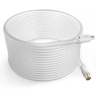 9,5 mm moški/ženski televizijski antenski kabel, 10 m LinQ - bel