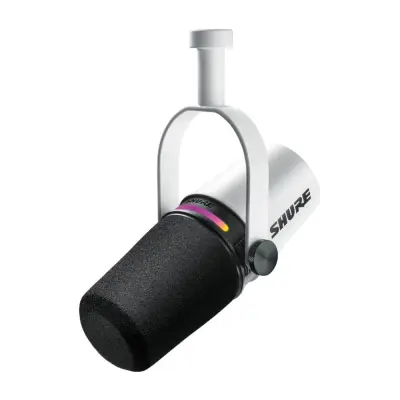 Shure MV7+-W – mikrofon XLR/USB-C, bel
