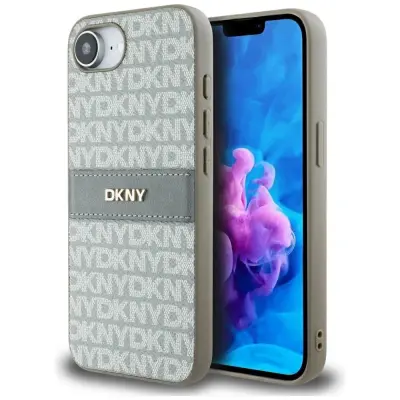 OVITEK DKNY S PONAVLJAJOČIM SE VZORCEM TEKSTURE IN PAŠČKOM ZA IPHONE 16E LUXURY