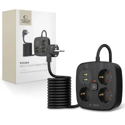 TECH-PROTECT RAZDELILNIK 3X4 ZA TELEFONE IN RAČUNALNIKE 3 VTIČNICE