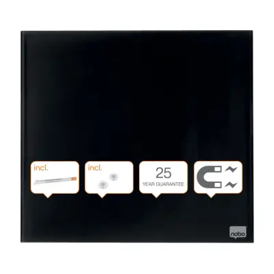 Tabla steklena nobo 450x450 diamond magnetna črna 1903951