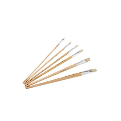 Set 6 ravnih čopičev iz prašičje ščetine z lesenimi držali
