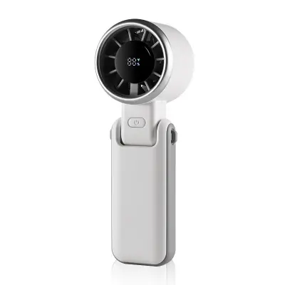 Prenosni ročni hitri ventilator z zaslonom in nastavljivim kotom White