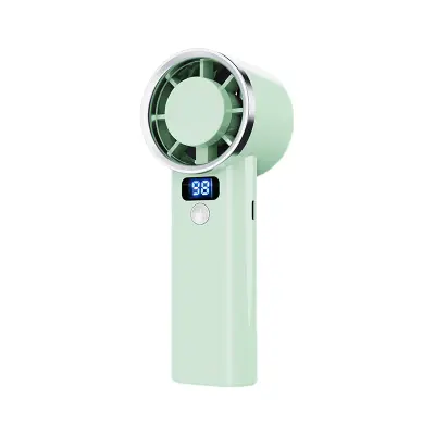 Prenosni ročni ventilator mint zelene barve z 3000mAh baterijo in LED Green