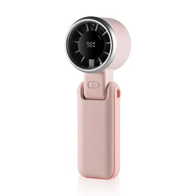 Prenosni ročni hitri ventilator z zaslonom in nastavljivim kotom Pink