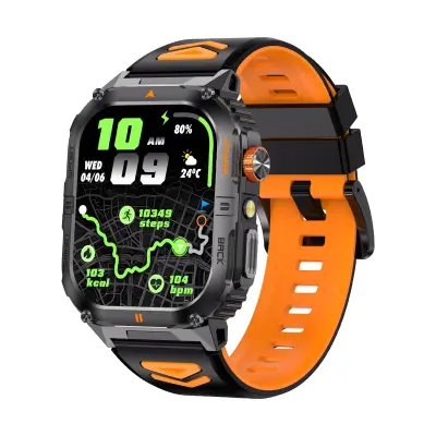 Večnamenska pametna ura s spremljanjem zdravja in funkcijami Bluetooth klica Black+Orange