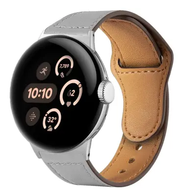 Pašček za uro, združljiv z Google Pixel Watch 41 mm – nastavljiv pašček iz umetnega usnja, prijazen do kože in nedrseč Gray