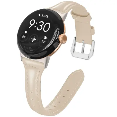 Faux usnjen pašček za Google Pixel Watch 41mm, tanek 12cm x 2cm Ivory