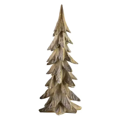 Božična figurica poliresin Santa Lila Božično drevo 16.5x15.5x44 rjava z zlatimi detajli 1 kos