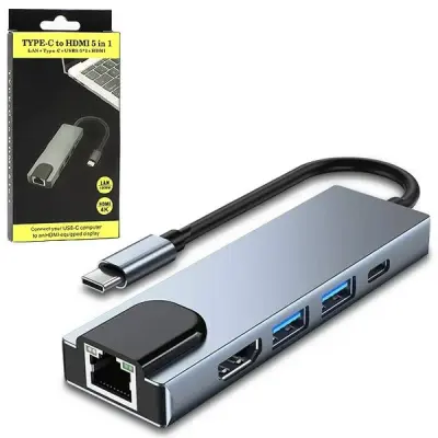 USB priklopna postaja tip C na HDMI, 2x USB3.0, 1x USB tip C, RJ45