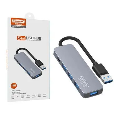 USB HUB priklopna postaja tip C na 4x USB, 1x USB-C