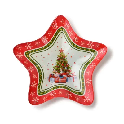 Skledica steklo Allesken Santa Lila 19,5x19,5x3,3 rdeča 1kos