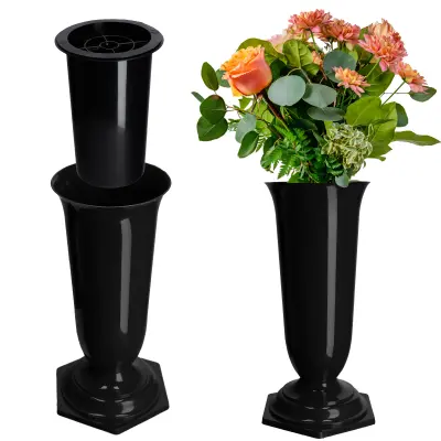 Vaza/steklenica za pokopališče, nagrobnik, plastika, črna, 29 cm, odporna proti zmrzali
