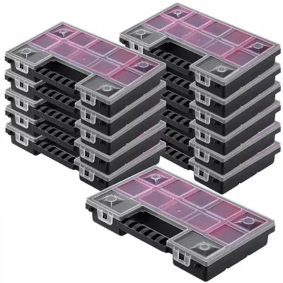 Organizator za delavnico, komplet 12 garažnih škatel s 6 predali