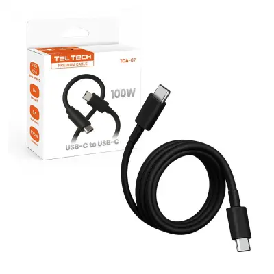 USB kabel USB-C na USB-C, 2 m, 5A, 100W, PD, črn