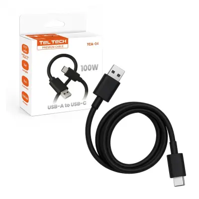 USB kabel USB na USB-C, 1 m, 5A, 100W , črn