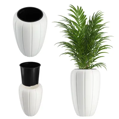 Visok vrtni cvetlični lonec + vložek Bel 60 cm Plastika 3D