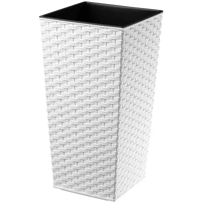 Vrtni lonec z vstavkom za rože velik visok 24x47 cm bel