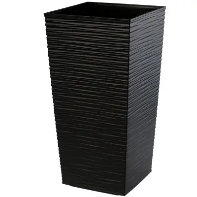 Vrtni lonec z vstavkom za rože velik visok 34x68 cm črne barve