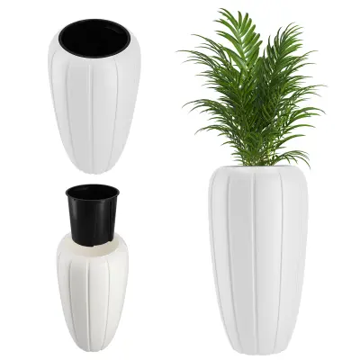 Visok vrtni cvetlični lonec + vložek Bel 75 cm Plastika 3D