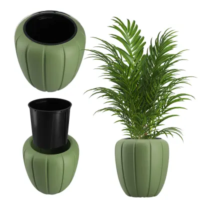 Visok vrtni cvetlični lonec + vložek Zelen 40 cm Plastika