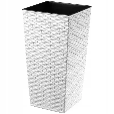 Vrtni lonec z vstavkom za rože velik visok 18x36 cm bel