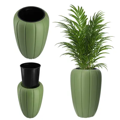 Visok vrtni cvetlični lonec + vložek Zelen 60 cm Plastika