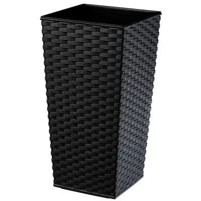 Vrtni lonec z vstavkom za rože velik visok 18x36 cm črne barve