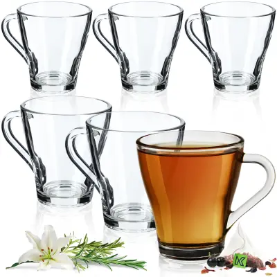 Komplet kozarcev za čaj in kavo, 250 ml, 6 kosov z ročajem