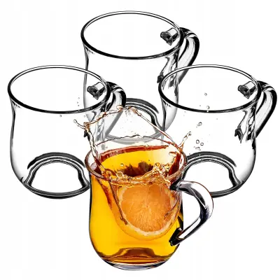 kozarci za kavo in čaj, 320 ml, komplet 4 kozarcev z ročajem