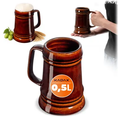vrček za pivo z ročajem 500ml 0.5L kamnita keramika darilo za rojstni dan