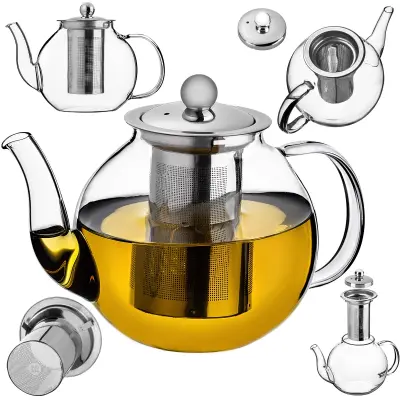 800 ml toplotno odporen steklen čajnik z infuzerjem za zeliščni čaj