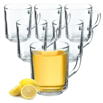 Kozarci za čaj, kavo in druge pijače z ročaji, komplet 6 kozarcev, 240 ml