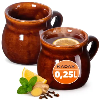 vrčki za kuhano vino 250 ml z ročajem, komplet 2 keramičnih vrčkov