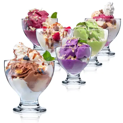 skodelice za sladoled, komplet 6 steklenih skodelic za sladoled, 450 ml