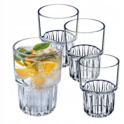 komplet 4 kozarcev za hladne pijače 320 ml z rebrastim vzorcem