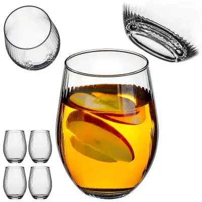 4x kozarci za pijačo 580ml komplet velikih kozarcev z žlebičastim vzorcem