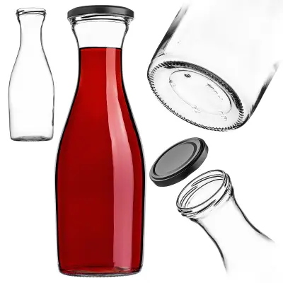 steklenička za vodo 1L 1000 ml kozarec za limonado in vino s pokrovom