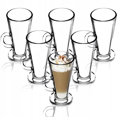 komplet kozarcev za kavo, čaj in latte, 260 ml, 6 kozarcev z ročajem