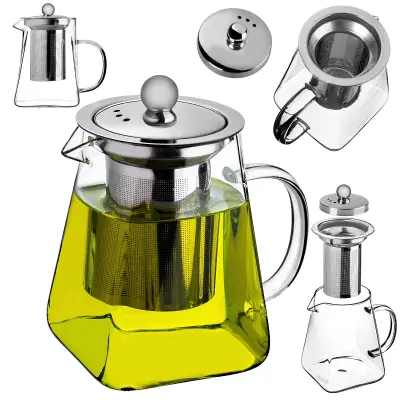 650 ml toplotno odporen steklen čajnik z infuzerjem za zeliščni čaj