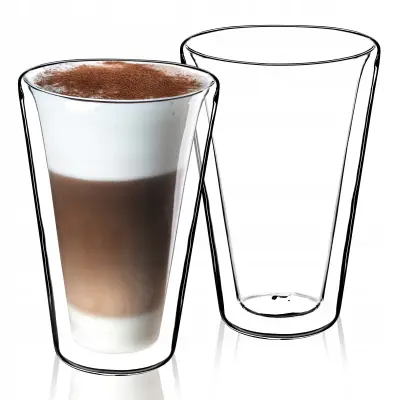 2x velika dvostenska termo kozarca za kavo in čaj latte 470 ml