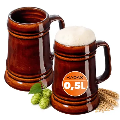 vrček za pivo 500ml 0,5l keramični vrčki z ročajem, komplet 2 kosov, darilo