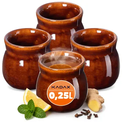 vrčki za kuhano vino, komplet 4 vrčkov iz kamnite keramike, 300 ml