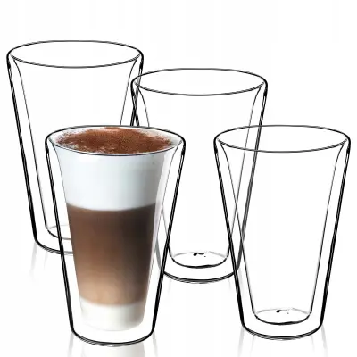 4x veliki dvostenski termo kozarci za kavo in čaj, latte 470 ml