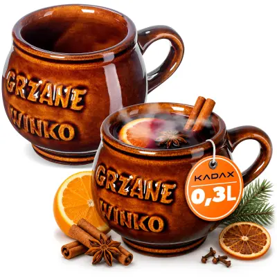 Vrčki za kuhano vino 300 ml z ročajem, komplet 2 keramičnih vrčkov