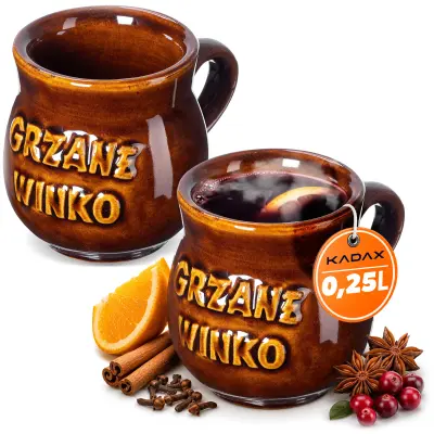 Vrčki za kuhano vino 250 ml Keramični vrčki Darilni set 2 kosov