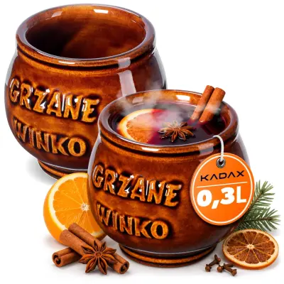 vrčki za kuhano vino, komplet 2 keramičnih vrčkov za kuhano vino, 300 ml
